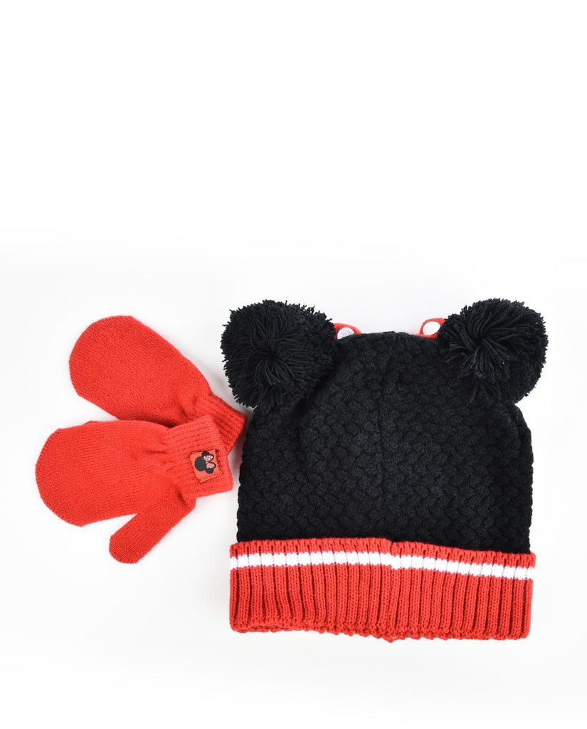 DISNEY MINNIE MOUSE KIDS HAT & MITTENS KNIT SET