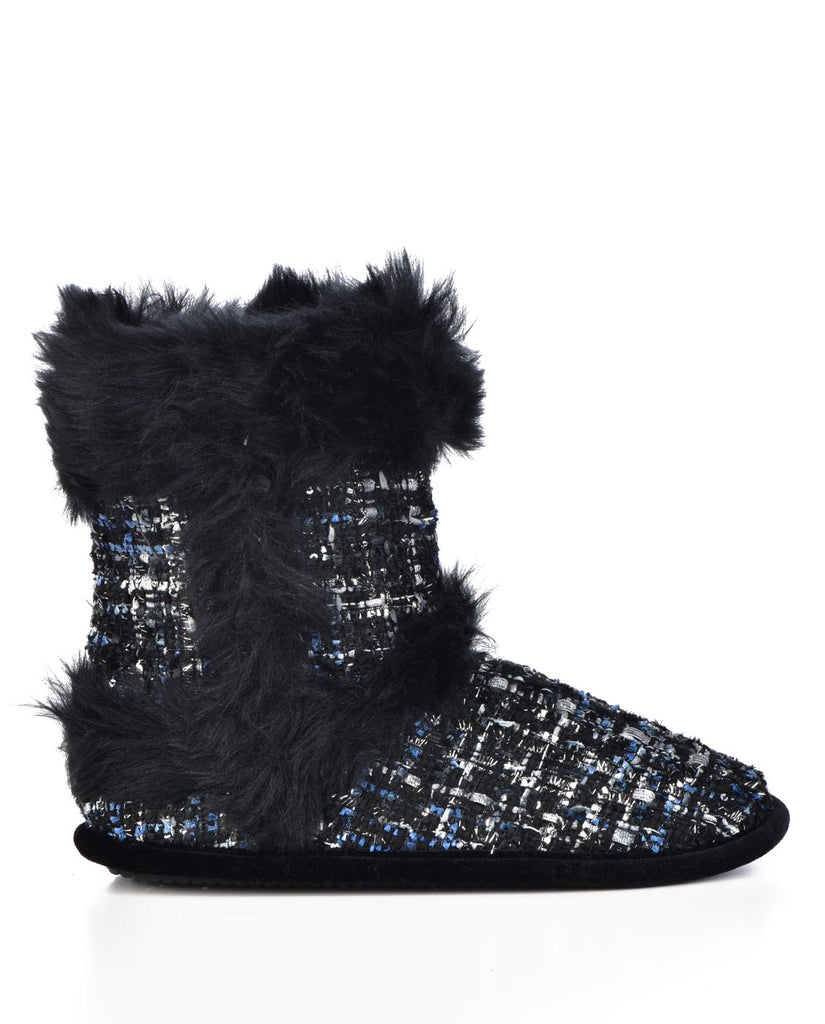 Dearfoams Women's Sequined Tweed Boot